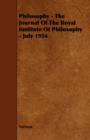 Image for Philosophy - The Journal Of The Royal Institute Of Philosophy - July 1954