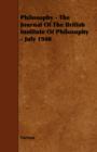 Image for Philosophy - The Journal Of The British Institute Of Philosophy - July 1940
