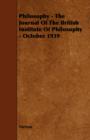 Image for Philosophy - The Journal Of The British Institute Of Philosophy - October 1939