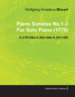 Image for Piano Sonatas No.1-3 By Wolfgang Amadeus Mozart For Solo Piano (1775) K.279/189d K.280/189e K.281/189f