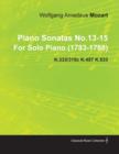 Image for Piano Sonatas No.13-15 By Wolfgang Amadeus Mozart For Solo Piano (1783-1788) K.333/315c K.457 K.533