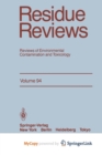Image for Residue Reviews : Reviews of Environmental Contamination and Toxicology