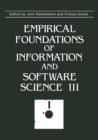 Image for Empirical Foundations of Information and Software Science III