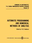 Image for Automatic Programming and Numerical Methods of Analysis