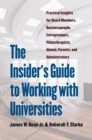 Image for The insider&#39;s guide to working with universities: practical insights for board members, businesspeople, entrepreneurs, philanthropists, alumni, parents, and administrators