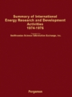 Image for Summary of International Energy Research and Development Activities 1974-1976