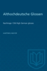 Image for Althochdeutsche Glossen Nachtrage Op