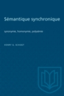 Image for Semantique synchronique: synonymie, homonymie, polysemie