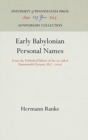Image for Early Babylonian Personal Names