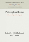 Image for Philosophical Essays: In Honor of Edgar Arthur Singer, Jr.