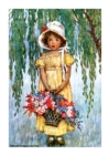 Image for Girl with a Basket of Flowers - Thank You Greeting Card