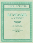 Image for Remember - A Sonnet - Set to Music as a Song for Low Voice - Words by Christina Rossetti