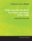 Image for Violin Sonatas No.40-43 by Wolfgang Amadeus Mozart for Piano and Violin (1781-1788) K.454 K.481 K.526 K.547