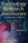 Image for Psychology Research Summaries : Volume 7 (with Biographical Sketches)
