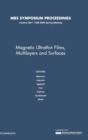 Image for Magnetic Ultrathin Films, Multilayers and Surfaces: Volume 384