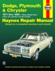 Image for Dodge Plymouth Chrysler RWD (71-89) automotive repair manual