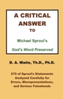 Image for A Critical Answer to Michael Sproul&#39;s God&#39;s Word Preserved