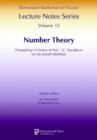 Image for Number Theory : Proceedings in Honor of Prof. T.C. Vasudevan on his Sixtieth Birthday