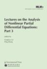 Image for Lectures on the Analysis of Nonlinear Partial Differential Equations : Part 3