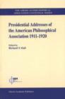 Image for Presidential Addresses of the American Philosophical Association : v. 2 : 1911-1920