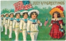 Image for Children w/ USA Flag - Greeting Card