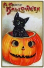 Image for Black cat emerging from jack-o-lantern - Halloween Greeting Card