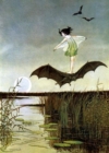 Image for Little Witch Riding Bat Greeting Card