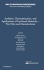 Image for Synthesis, Characterization, and Applications of Functional Materials - Thin Films and Nanostructures: Volume 1675
