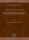 Image for Variae Lectiones Veteris Testamenti (Vol 2) : ex immensa manuscriptorum editorumque codicum congerie haustae et ad Samaritanum textum, ad vetustissimas versiones, ad accuratiores sacrae criticae fonte