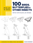Image for 100 birds, butterflies, and other insects  : step-by-step realistic line drawing