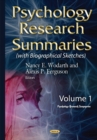 Image for Psychology research summariesVolume 1 with biographical sketches