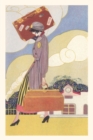 Image for Vintage Journal Woman Carrying Suitcase Travel Poster