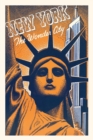 Image for Vintage Journal Orange and Blue Graphic of Statue of Liberty Head