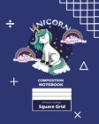 Image for Unicorn Square Grid, Graph Paper Composition Notebook, 100 Sheets, Large 8 x 10 Inch, Quad Ruled Blue Cover