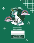 Image for Unicorn Square Grid, Graph Paper Composition Notebook, 100 Sheets, Large 8 x 10 Inch, Quad Ruled Olive Green Cover
