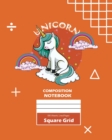 Image for Unicorn Square Grid, Graph Paper Composition Notebook, 100 Sheets, Large 8 x 10 Inch, Quad Ruled Orange Cover