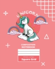 Image for Unicorn Square Grid, Graph Paper Composition Notebook, 100 Sheets, Large 8 x 10 Inch, Quad Ruled Pink Cover