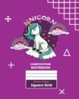 Image for Unicorn Square Grid, Graph Paper Composition Notebook, 100 Sheets, Large 8 x 10 Inch, Quad Ruled Purple Cover