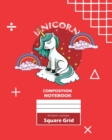 Image for Unicorn Square Grid, Graph Paper Composition Notebook, 100 Sheets, Large 8 x 10 Inch, Quad Ruled Red Cover