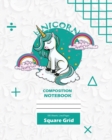 Image for Unicorn Square Grid, Graph Paper Composition Notebook, 100 Sheets, Large 8 x 10 Inch, Quad Ruled White Cover