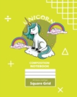 Image for Unicorn Square Grid, Graph Paper Composition Notebook, 100 Sheets, Large 8 x 10 Inch, Quad Ruled Yellow Cover