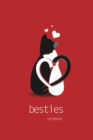 Image for Besties Notebook, Blank Write-in Journal, Dotted Lines, Wide Ruled, Medium (A5) 6 x 9 Inches (Red)