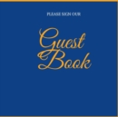 Image for Wedding Guest Book : Blue and Gold Guest Book - Blank Unruled pages -Landscape Guest Book- Modern Paperback Guest Book-