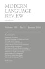 Image for Modern Language Review (109 : 1) January 2014