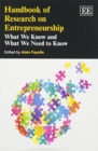 Image for Handbook of research on entrepreneurship  : what we know and what we need to know