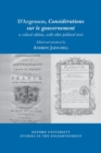 Image for D’Argenson, Considerations sur le gouvernement, a critical edition, with other political texts