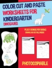 Image for Color Cut and Paste Worksheets for Kindergarten (Dinosaurs)