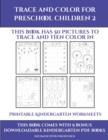 Image for Printable Kindergarten Worksheets (Trace and Color for preschool children 2) : This book has 50 pictures to trace and then color in.