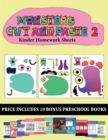 Image for Kinder Homework Sheets (20 full-color kindergarten cut and paste activity sheets - Monsters 2)