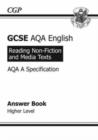 Image for GCSE AQA Understanding Non-Fiction Texts Answers (for Workbook) - Higher (A*-G Course)